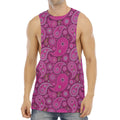 Pink Paisley Pattern Print Men's Muscle Tank Top