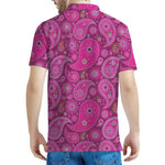 Pink Paisley Pattern Print Men's Polo Shirt