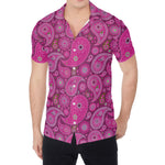 Pink Paisley Pattern Print Men's Shirt