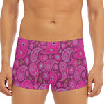 Pink Paisley Pattern Print Men's Short Boxer Briefs