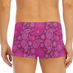 Pink Paisley Pattern Print Men's Short Boxer Briefs