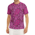 Pink Paisley Pattern Print Men's Short Sleeve Rash Guard