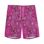 Pink Paisley Pattern Print Men's Sports Shorts