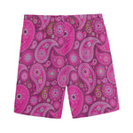 Pink Paisley Pattern Print Men's Sports Shorts