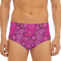 Pink Paisley Pattern Print Men's Triangle Swim Briefs