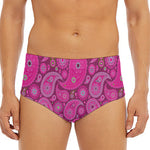 Pink Paisley Pattern Print Men's Triangle Swim Briefs