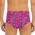 Pink Paisley Pattern Print Men's Triangle Swim Briefs