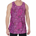 Pink Paisley Pattern Print Men's Velvet Tank Top