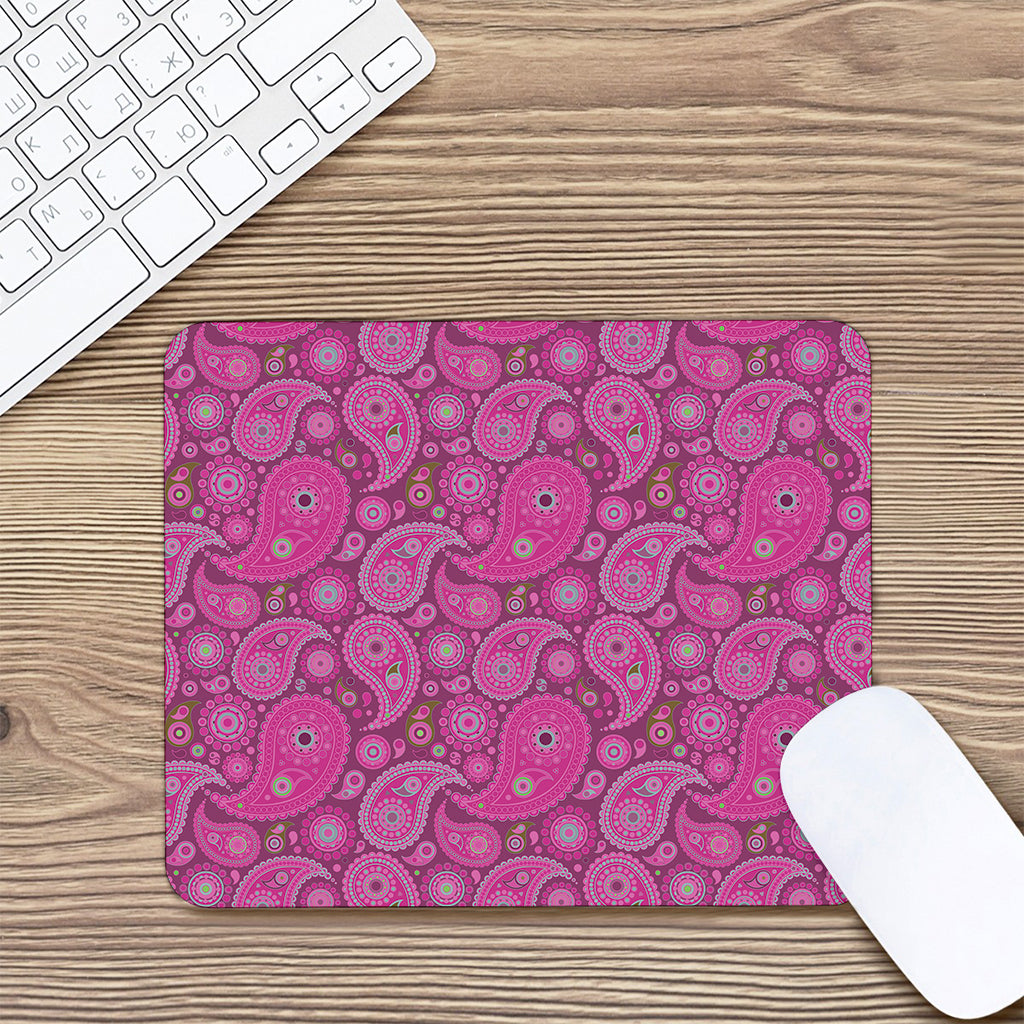 Pink Paisley Pattern Print Mouse Pad