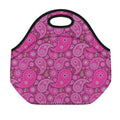 Pink Paisley Pattern Print Neoprene Lunch Bag