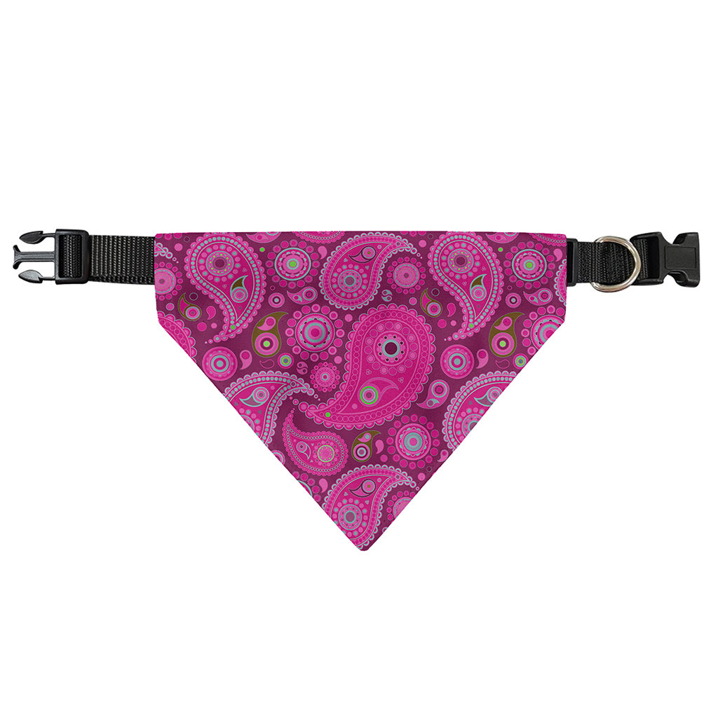 Pink Paisley Pattern Print Over The Collar Dog Bandana