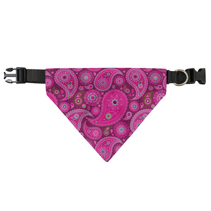 Pink Paisley Pattern Print Over The Collar Dog Bandana