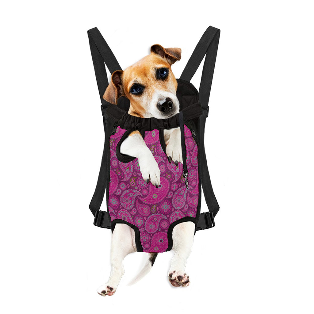 Pink Paisley Pattern Print Pet Carrier Backpack