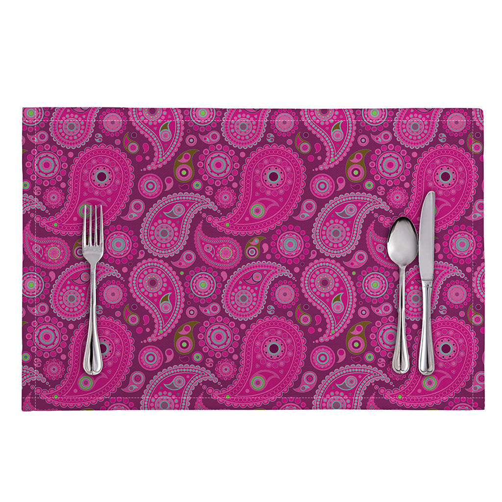 Pink Paisley Pattern Print Placemat