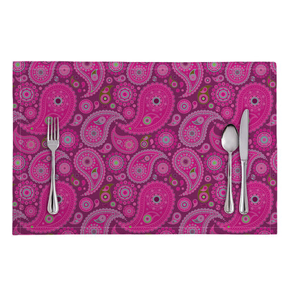 Pink Paisley Pattern Print Placemat