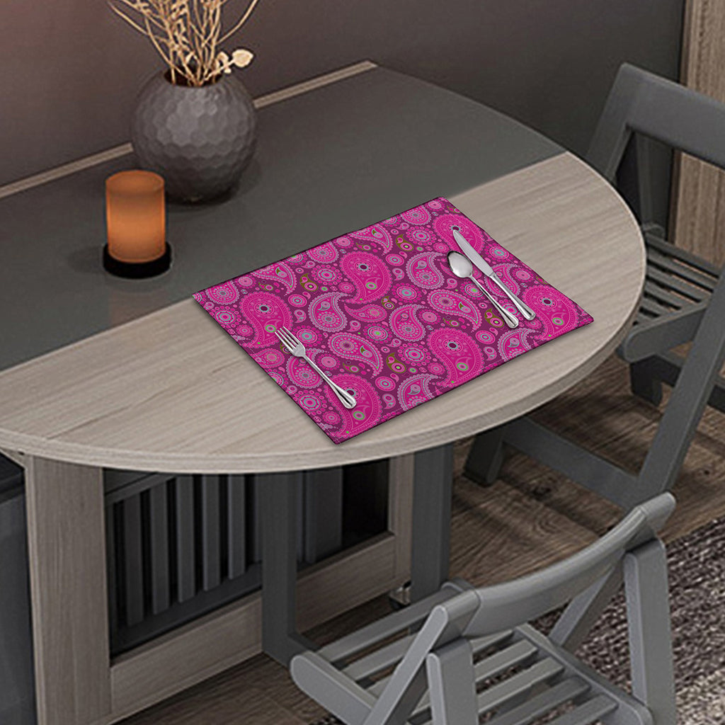 Pink Paisley Pattern Print Placemat