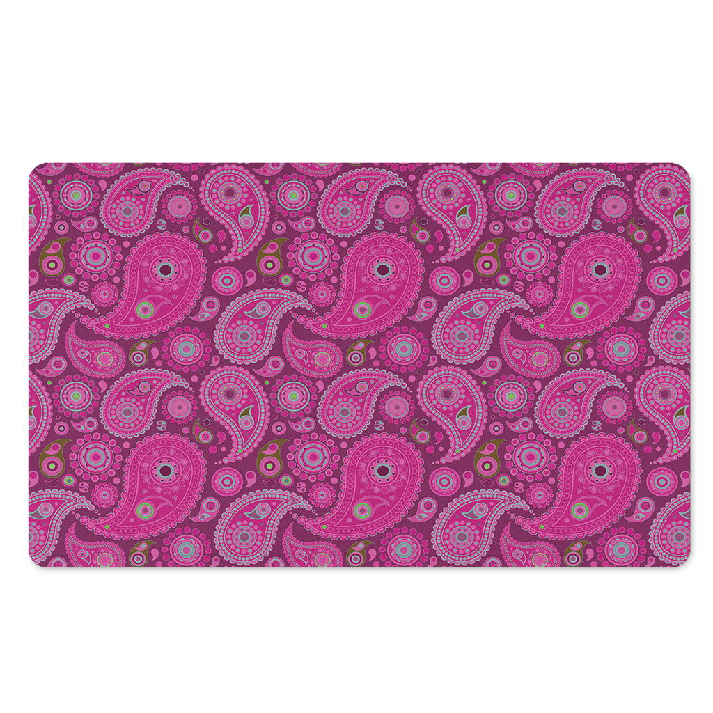 Pink Paisley Pattern Print Polyester Doormat