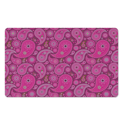 Pink Paisley Pattern Print Polyester Doormat