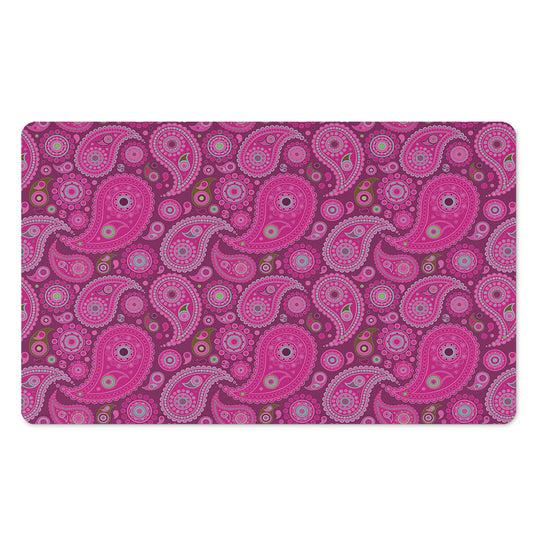 Pink Paisley Pattern Print Polyester Doormat