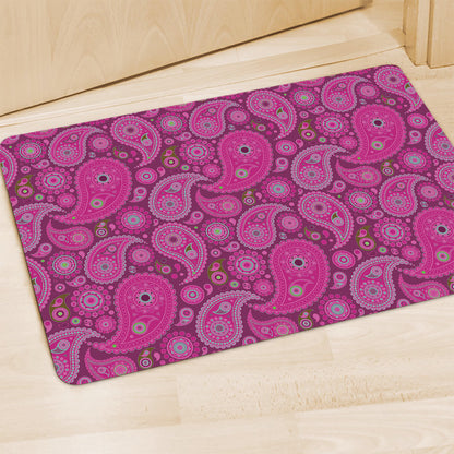 Pink Paisley Pattern Print Polyester Doormat