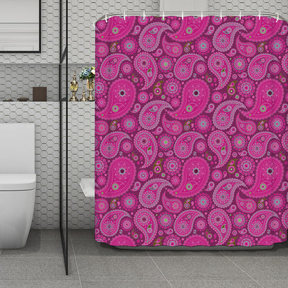 Pink Paisley Pattern Print Polyester Shower Curtain