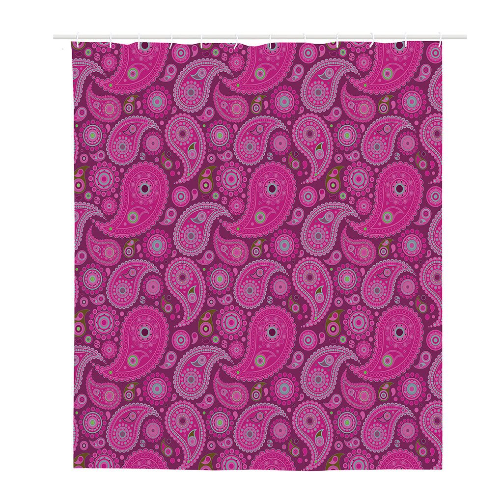 Pink Paisley Pattern Print Polyester Shower Curtain