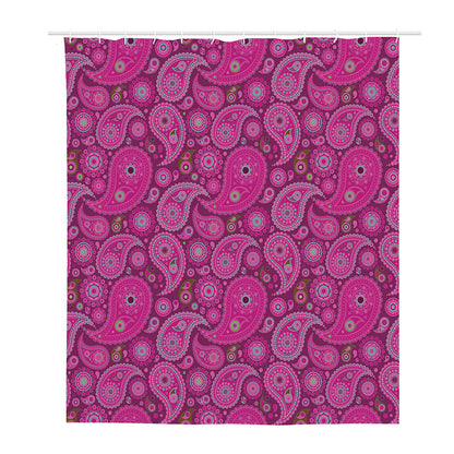 Pink Paisley Pattern Print Polyester Shower Curtain
