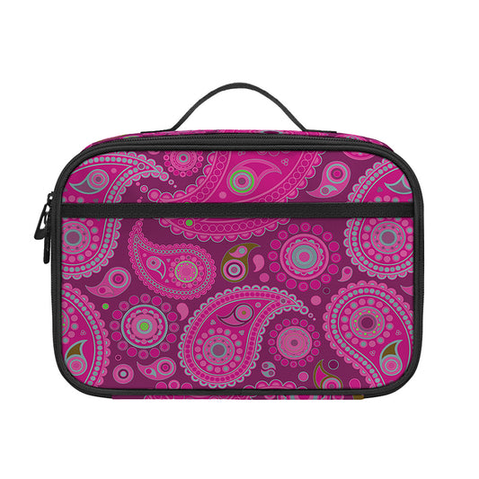 Pink Paisley Pattern Print Portable Lunch Bag