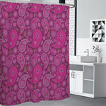 Pink Paisley Pattern Print Premium Shower Curtain