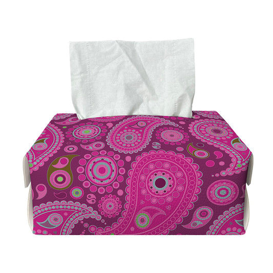 Pink Paisley Pattern Print Rectangle Tissue Box Cover