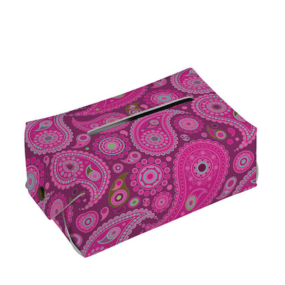 Pink Paisley Pattern Print Rectangle Tissue Box Cover
