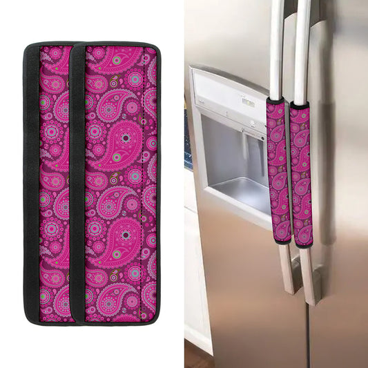 Pink Paisley Pattern Print Refrigerator Handle Covers