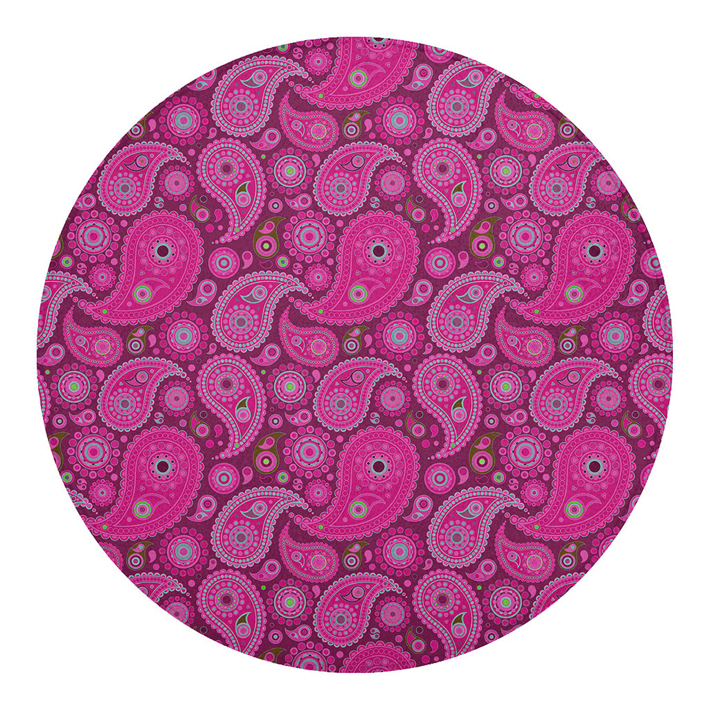 Pink Paisley Pattern Print Round Blanket