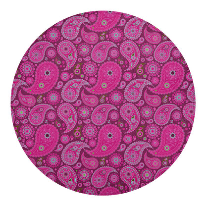 Pink Paisley Pattern Print Round Blanket