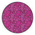 Pink Paisley Pattern Print Round Floor Mat