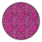 Pink Paisley Pattern Print Round Floor Mat