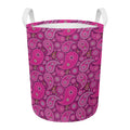 Pink Paisley Pattern Print Round Laundry Basket
