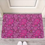Pink Paisley Pattern Print Rubber Doormat