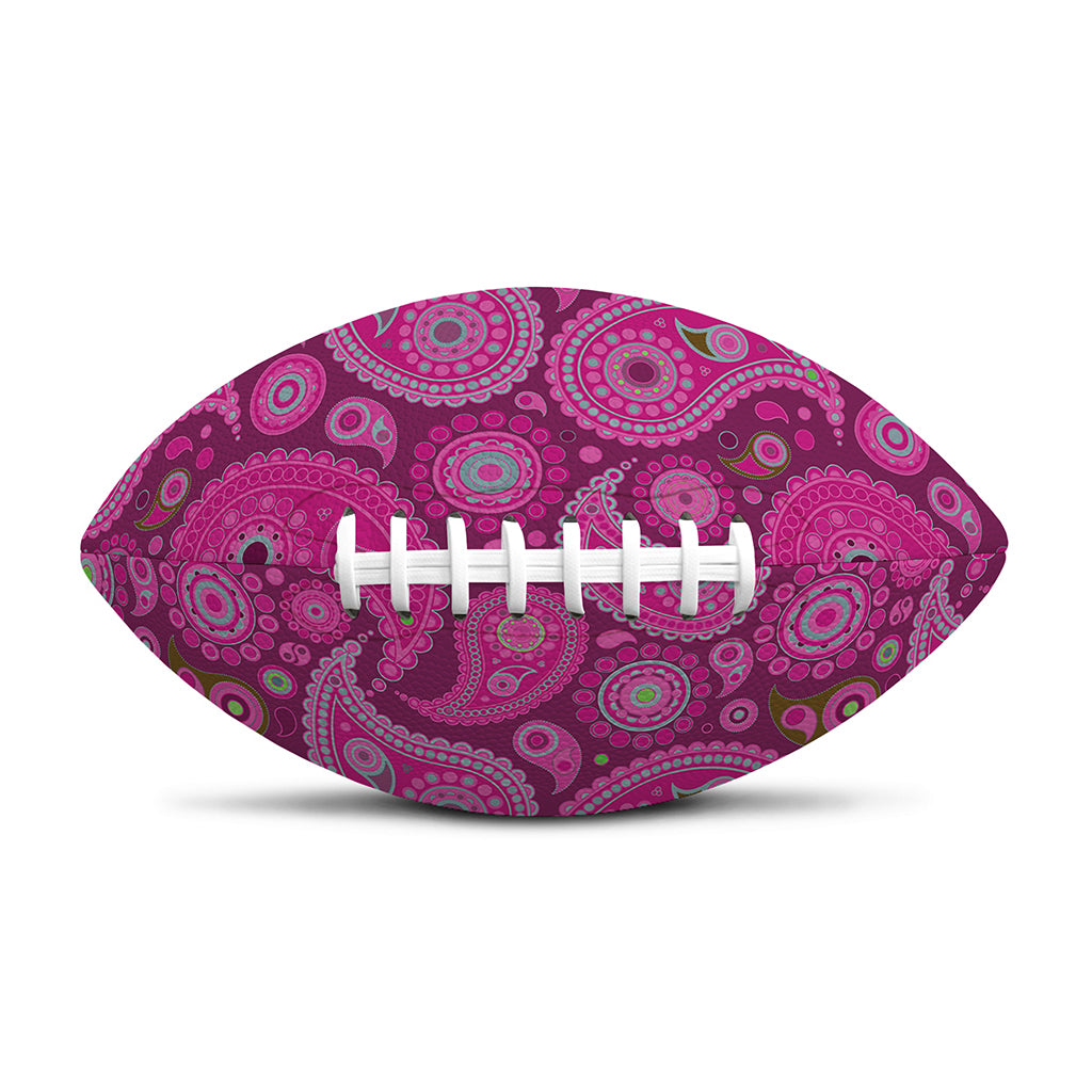 Pink Paisley Pattern Print Rugby Ball