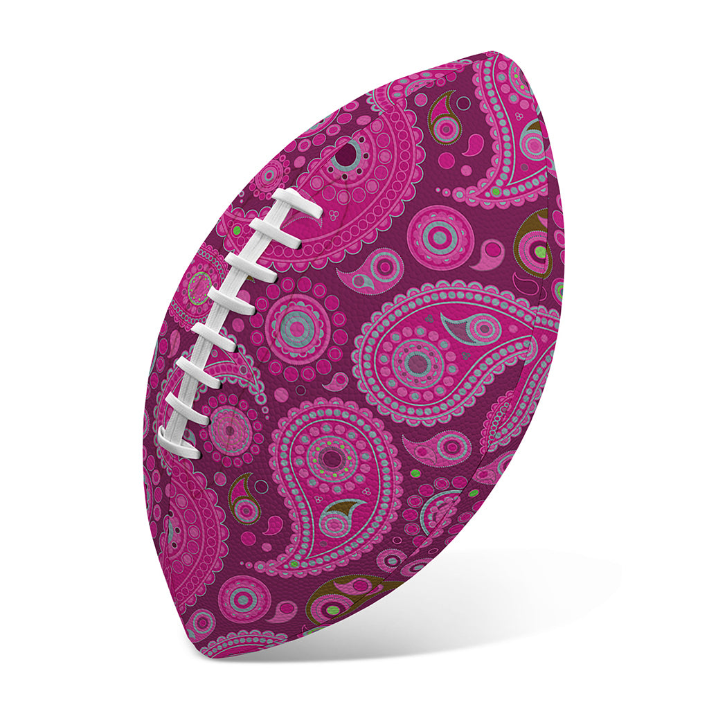 Pink Paisley Pattern Print Rugby Ball