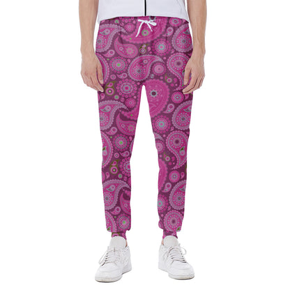 Pink Paisley Pattern Print Scuba Joggers