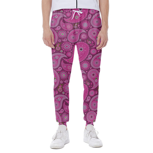 Pink Paisley Pattern Print Scuba Joggers