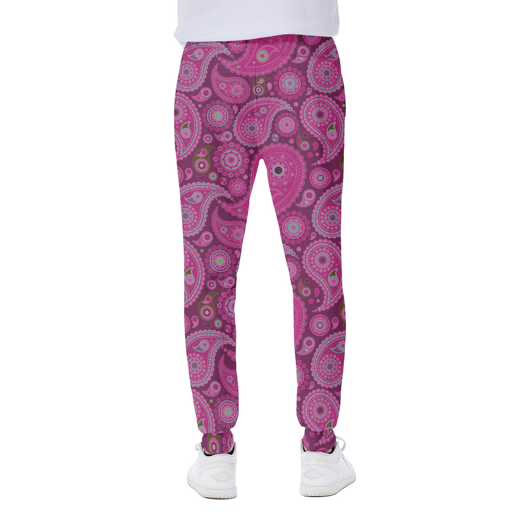 Pink Paisley Pattern Print Scuba Joggers