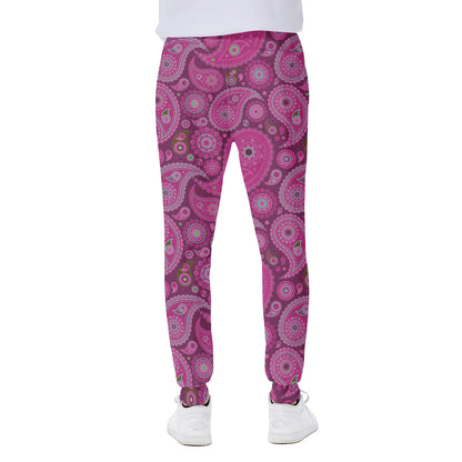 Pink Paisley Pattern Print Scuba Joggers