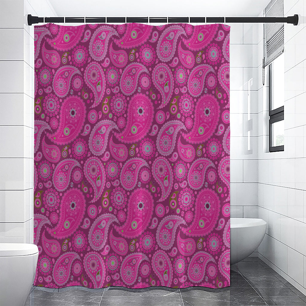 Pink Paisley Pattern Print Shower Curtain