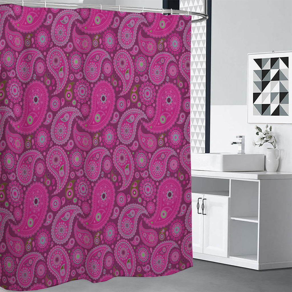 Pink Paisley Pattern Print Shower Curtain