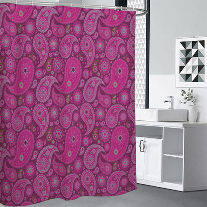 Pink Paisley Pattern Print Shower Curtain