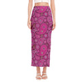 Pink Paisley Pattern Print Side Slit Maxi Skirt