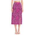 Pink Paisley Pattern Print Side Slit Midi Skirt