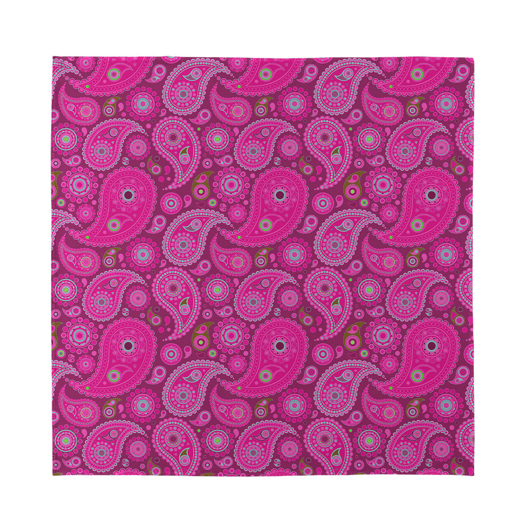 Pink Paisley Pattern Print Silk Bandana